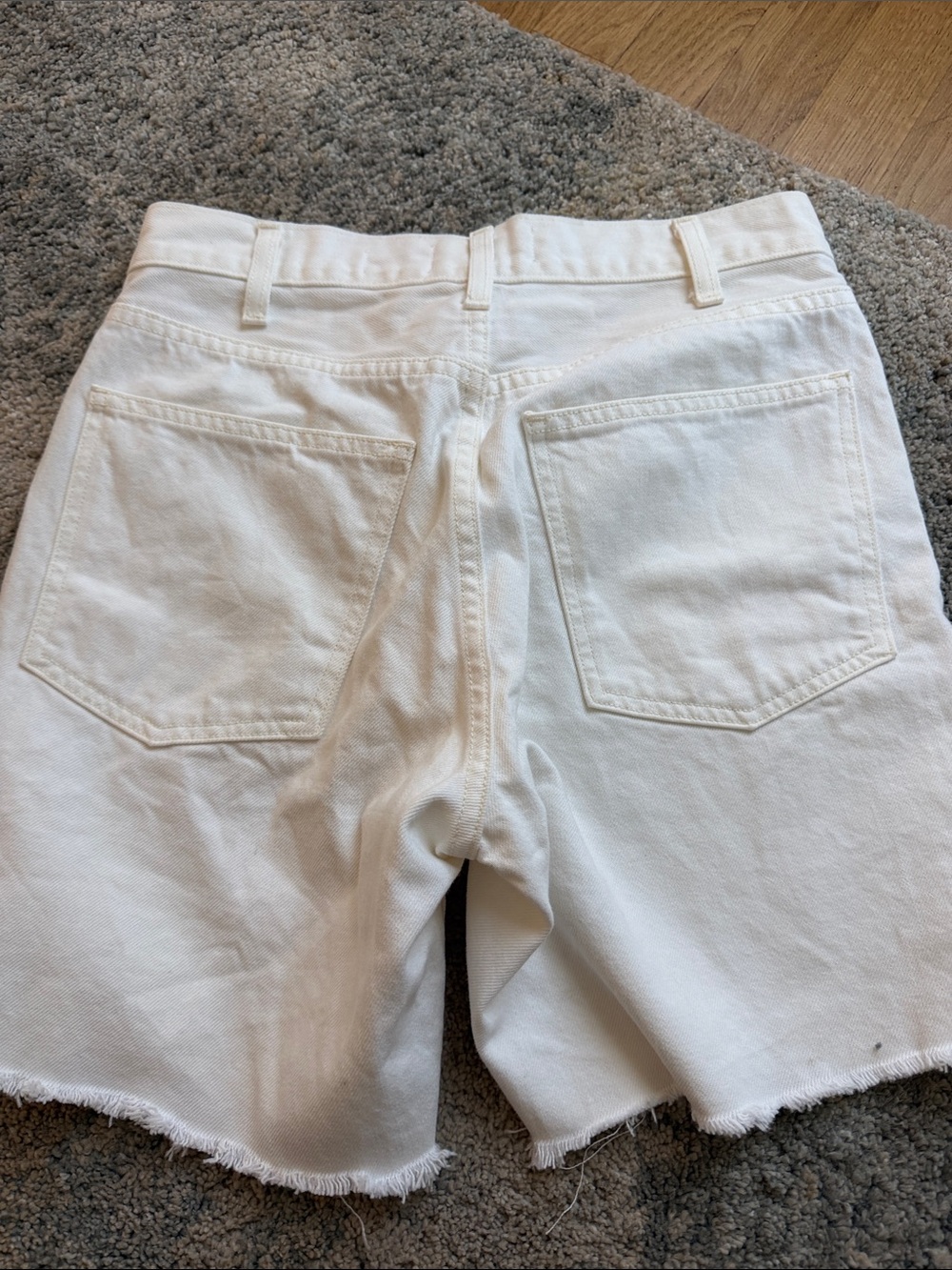 Nili Lotan White Frayed Hem Russel Denim Shorts - Picture 3 of 5